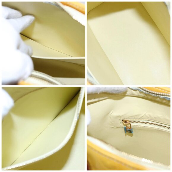 LOUIS VUITTON Monogram Vernis Houston Hand Bag Lime Yellow M91055 LV Auth BD751 - Picture 15 of 16